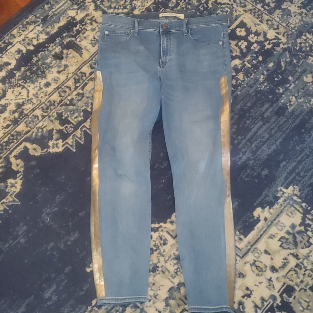 Gold glitter stripe jeans